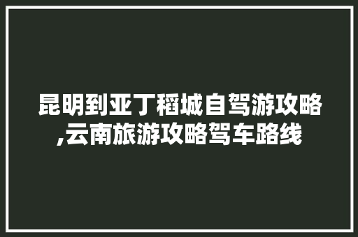 昆明到亚丁稻城自驾游攻略,云南旅游攻略驾车路线 昆明到亚丁稻城自驾游攻略,云南旅游攻略驾车路线 时尚穿搭