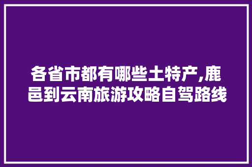 各省市都有哪些土特产,鹿邑到云南旅游攻略自驾路线 各省市都有哪些土特产,鹿邑到云南旅游攻略自驾路线 汽车常识