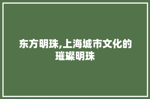 东方明珠,上海城市文化的璀璨明珠