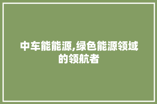 中车能能源,绿色能源领域的领航者