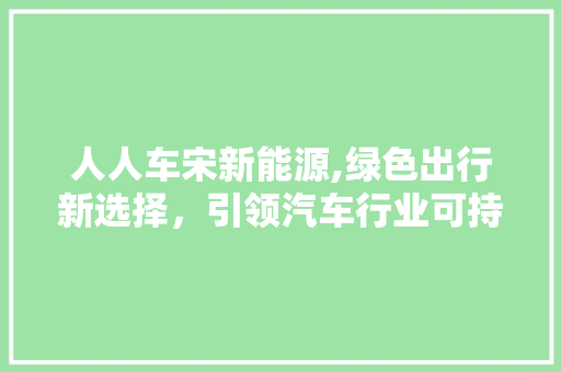 人人车宋新能源,绿色出行新选择，引领汽车行业可持续发展 美食菜谱
