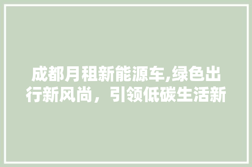 成都月租新能源车,绿色出行新风尚，引领低碳生活新潮流