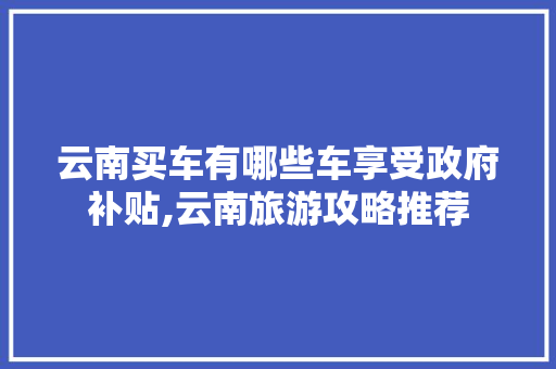 云南买车有哪些车享受政府补贴,云南旅游攻略推荐 云南买车有哪些车享受政府补贴,云南旅游攻略推荐 手机电脑
