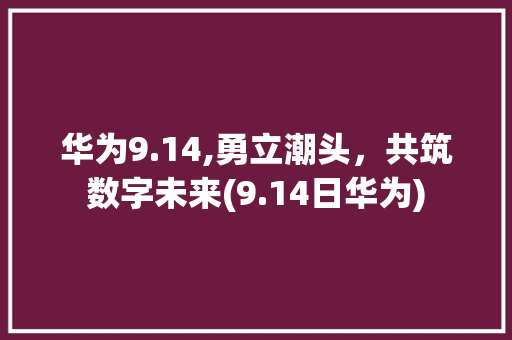 华为9.14,勇立潮头，共筑数字未来(9.14日华为) 手机电脑