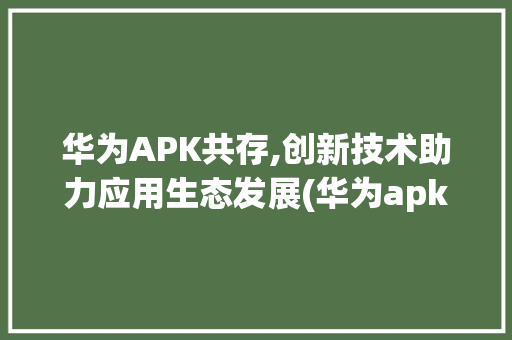 华为APK共存,创新技术助力应用生态发展(华为apk共存) 手机电脑