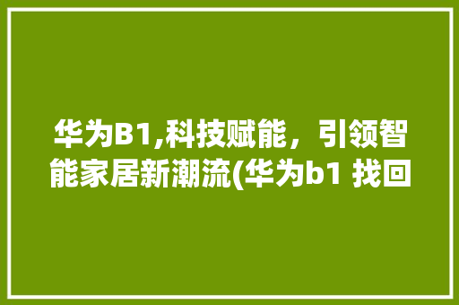 华为B1,科技赋能，引领智能家居新潮流(华为b1 找回) 手机电脑