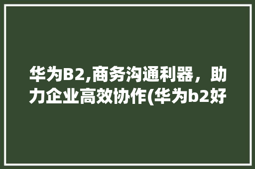华为B2,商务沟通利器，助力企业高效协作(华为b2好用吗) 手机电脑