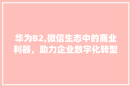 华为B2,微信生态中的商业利器，助力企业数字化转型(华为b2 微信) 手机电脑