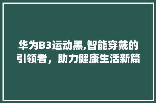 华为B3运动黑,智能穿戴的引领者，助力健康生活新篇章(华为b3运动黑) 手机电脑