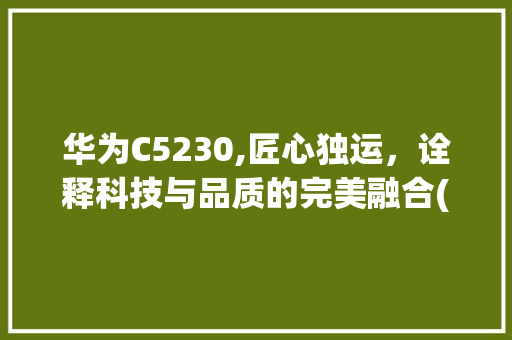 华为C5230,匠心独运，诠释科技与品质的完美融合(华为c5230) 手机电脑