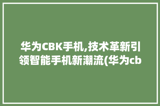 华为CBK手机,技术革新引领智能手机新潮流(华为cbk手机) 手机电脑