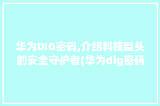 华为DIG密码,介绍科技巨头的安全守护者(华为dig密码) 手机电脑