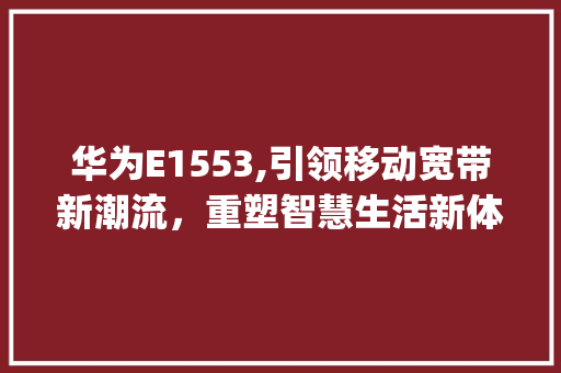 华为E1553,引领移动宽带新潮流，重塑智慧生活新体验(华为E1553) 手机电脑