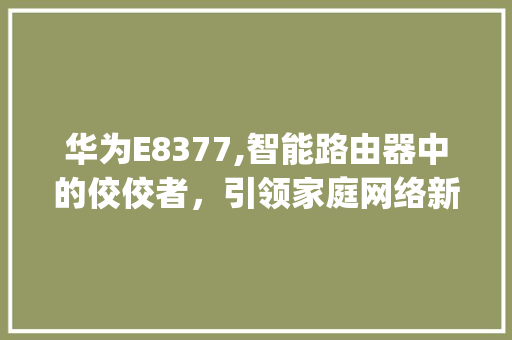 华为E8377,智能路由器中的佼佼者，引领家庭网络新风尚(华为e8377) 手机电脑