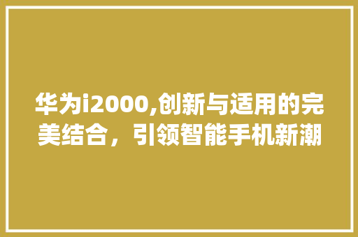华为i2000,创新与适用的完美结合，引领智能手机新潮流(华为i2000) 手机电脑