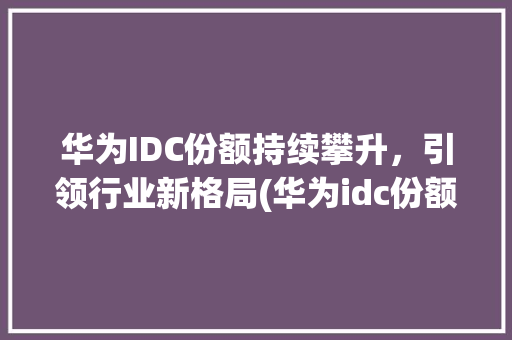 华为IDC份额持续攀升，引领行业新格局(华为idc份额) 手机电脑