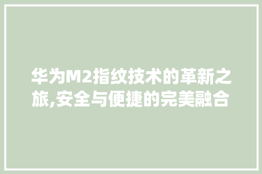 华为M2指纹技术的革新之旅,安全与便捷的完美融合(华为m2 指纹) 手机电脑