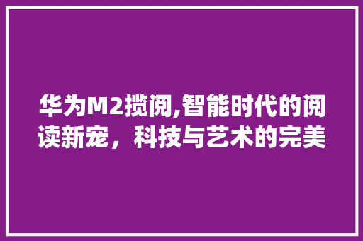 华为M2揽阅,智能时代的阅读新宠，科技与艺术的完美融合(华为m2.揽阅) 手机电脑