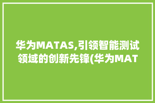 华为MATAS,引领智能测试领域的创新先锋(华为MATAS) 手机电脑
