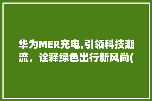华为MER充电,引领科技潮流，诠释绿色出行新风尚(华为mer充电) 手机电脑