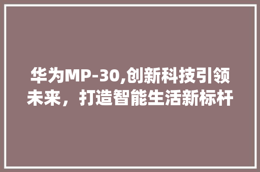华为MP-30,创新科技引领未来，打造智能生活新标杆(华为mp-30) 手机电脑