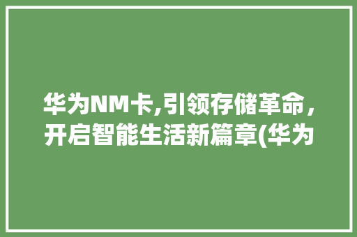 华为NM卡,引领存储革命，开启智能生活新篇章(华为NM卡知道) 手机电脑
