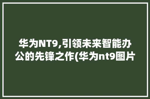 华为NT9,引领未来智能办公的先锋之作(华为nt9图片) 手机电脑