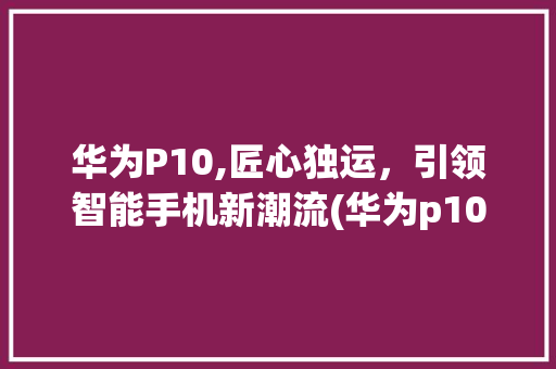 华为P10,匠心独运，引领智能手机新潮流(华为p10图鉴) 手机电脑