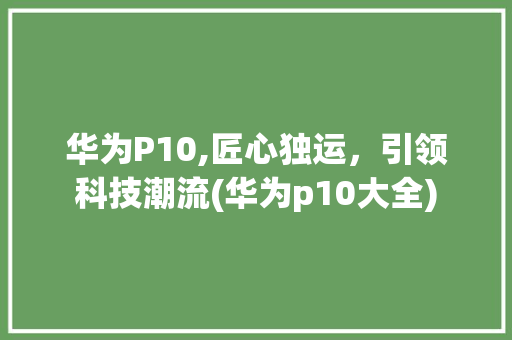 华为P10,匠心独运，引领科技潮流(华为p10大全) 手机电脑