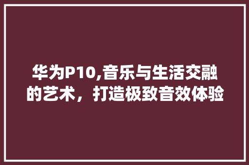 华为P10,音乐与生活交融的艺术，打造极致音效体验(华为p10喇叭) 手机电脑
