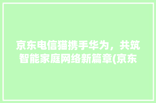 京东电信猫携手华为，共筑智能家庭网络新篇章(京东电信猫华为) 手机电脑