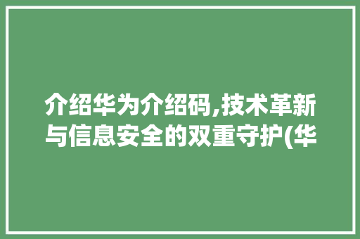 介绍华为介绍码,技术革新与信息安全的双重守护(华为介绍码提取) 手机电脑