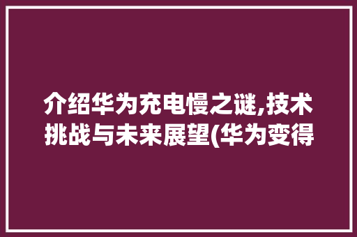 介绍华为充电慢之谜,技术挑战与未来展望(华为变得充电慢) 手机电脑
