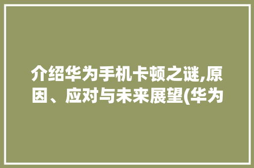 介绍华为手机卡顿之谜,原因、应对与未来展望(华为手机容易卡) 手机电脑