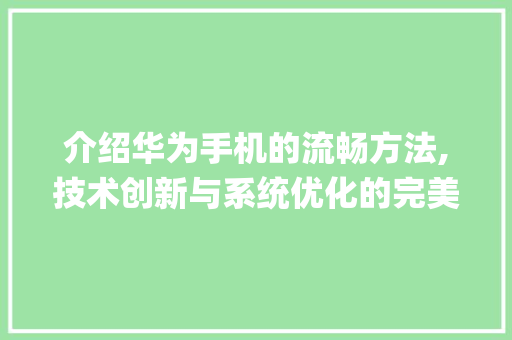介绍华为手机的流畅方法,技术创新与系统优化的完美融合(华为为什么流畅) 手机电脑