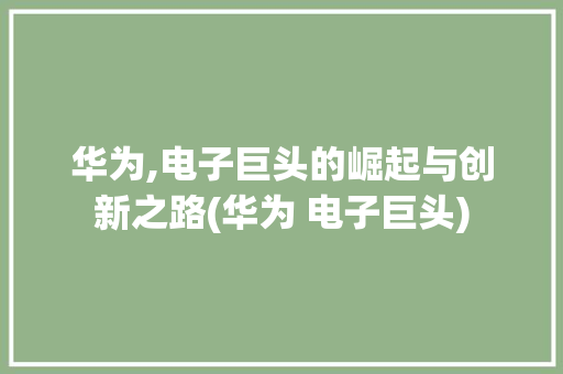 华为,电子巨头的崛起与创新之路(华为 电子巨头) 手机电脑