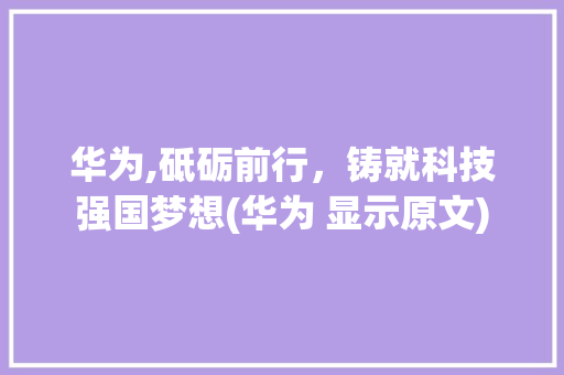 华为,砥砺前行，铸就科技强国梦想(华为 显示原文) 手机电脑