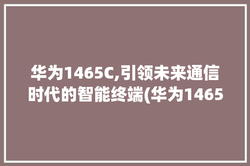 华为1465C,引领未来通信时代的智能终端(华为1465c) 手机电脑
