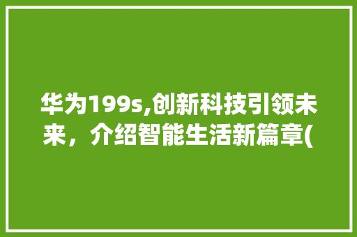 华为199s,创新科技引领未来，介绍智能生活新篇章(华为199 s) 手机电脑
