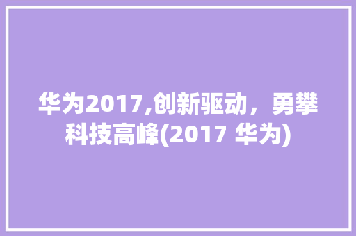 华为2017,创新驱动，勇攀科技高峰(2017 华为) 手机电脑
