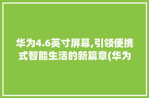 华为4.6英寸屏幕,引领便携式智能生活的新篇章(华为4.6英寸) 手机电脑