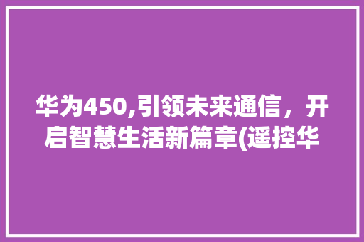 华为450,引领未来通信，开启智慧生活新篇章(遥控华为450) 手机电脑