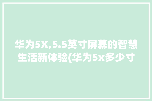 华为5X,5.5英寸屏幕的智慧生活新体验(华为5x多少寸) 手机电脑