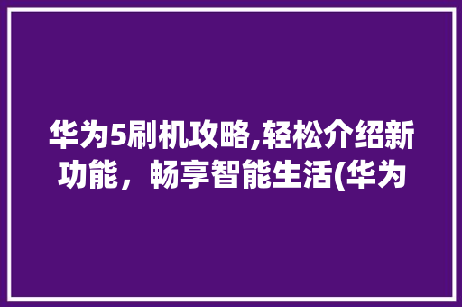 华为5刷机攻略,轻松介绍新功能，畅享智能生活(华为5怎么刷机) 手机电脑