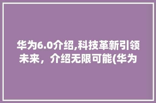 华为6.0介绍,科技革新引领未来，介绍无限可能(华为6.0介绍) 手机电脑