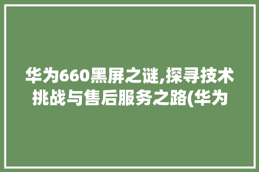 华为660黑屏之谜,探寻技术挑战与售后服务之路(华为660黑屏) 手机电脑