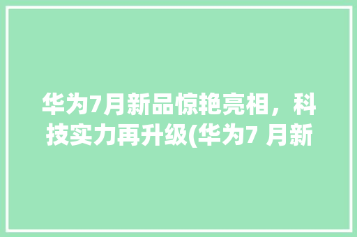 华为7月新品惊艳亮相，科技实力再升级(华为7 月新品) 手机电脑