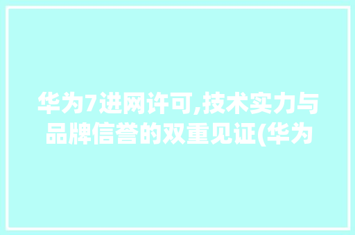 华为7进网许可,技术实力与品牌信誉的双重见证(华为7进网许可) 手机电脑