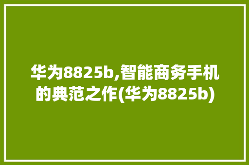 华为8825b,智能商务手机的典范之作(华为8825b) 手机电脑