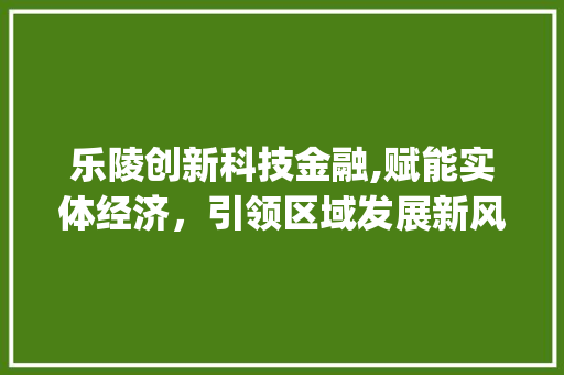 乐陵创新科技金融,赋能实体经济，引领区域发展新风尚(乐陵创新科技金融) 时尚穿搭